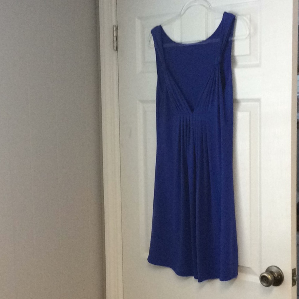 Deep plunge, flirty royal blue dress